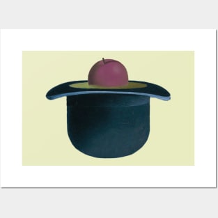 A single plum floating in perfume served in a man's hat Posters and Art